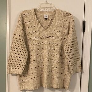 CAbi V-Neck Sweater in Beige